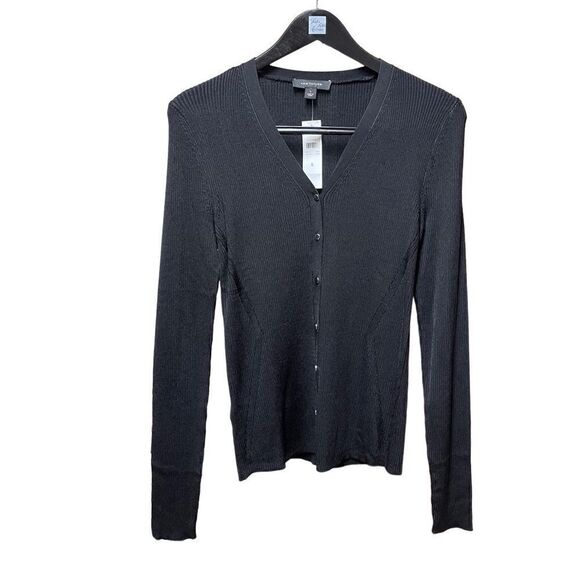 🌟70% OFF🌟 Ann Taylor V Neck Glossy Black Sweater - Picture 1 of 2